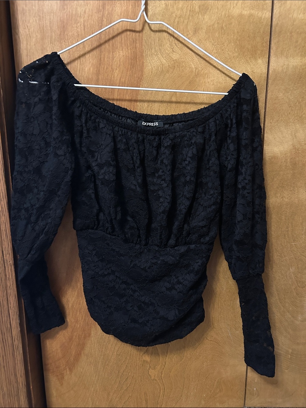 Express Black Lace Off-Shoulder Blouse